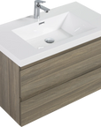 Floating Bathroom Vanity with Resin Top Basin & Soft Close Drawers - Modern Wall-Mounted Storage Cabinet color: Ash Grey