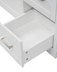 Open drawer detail of a freestanding bathroom vanity, showing sturdy construction and practical storage space | Ace Decor