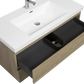 Floating Bathroom Vanity with Resin Top Basin & Soft Close Drawers - Modern Wall-Mounted Storage Cabinet color: Oak