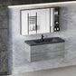 Floating Bathroom Vanity with Quartz Sand Basin and Soft Close Drawers color: Grey