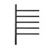 16 x 27 black heated towel rack with five horizontal bars and digital touch control | Ace Decor