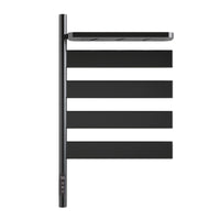 matte black electric heated towel rack 18 x 30 with foldable top shelf | Ace Decor
