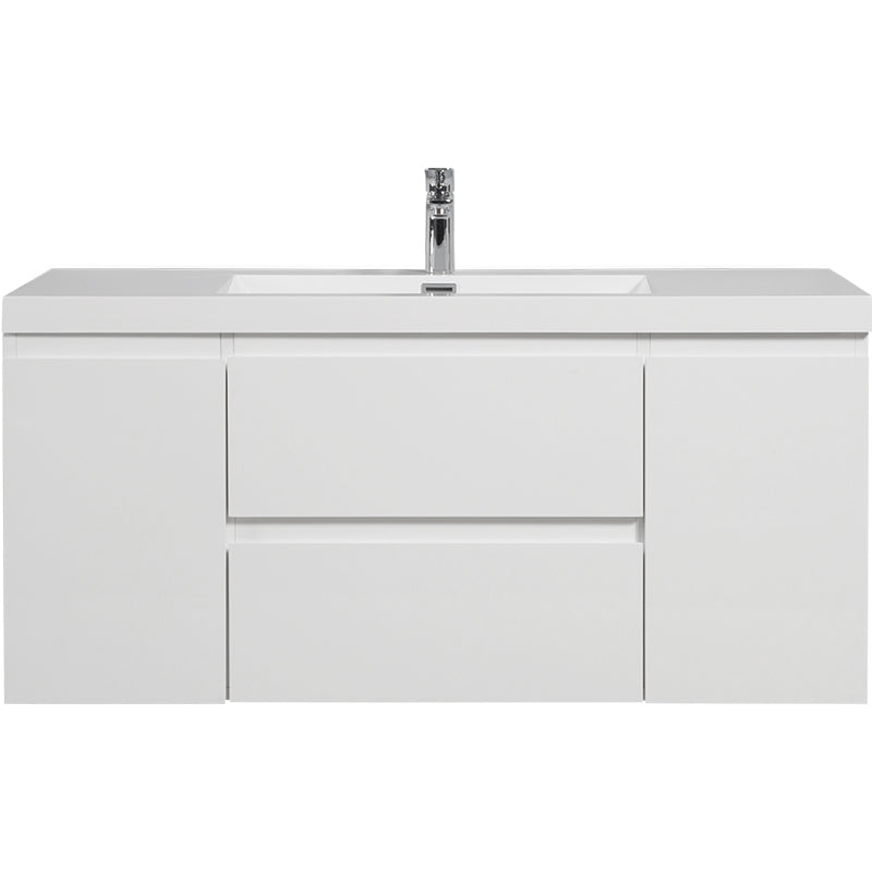 Linea Series 48" White Floating Bathroom Vanity – Single Sink