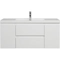48 inch white floating bathroom vanity with integrated single sink and modern wall-mounted design | Ace Decor