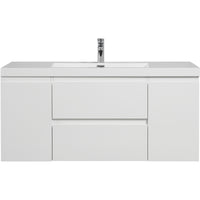 48 inch white floating bathroom vanity with integrated single sink and modern wall-mounted design | Ace Decor