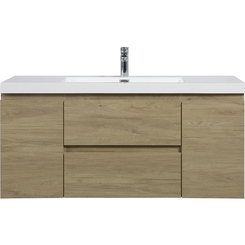 47/59" Light Oak Floating Bathroom Vanity – Single/Double Resin Sink Options