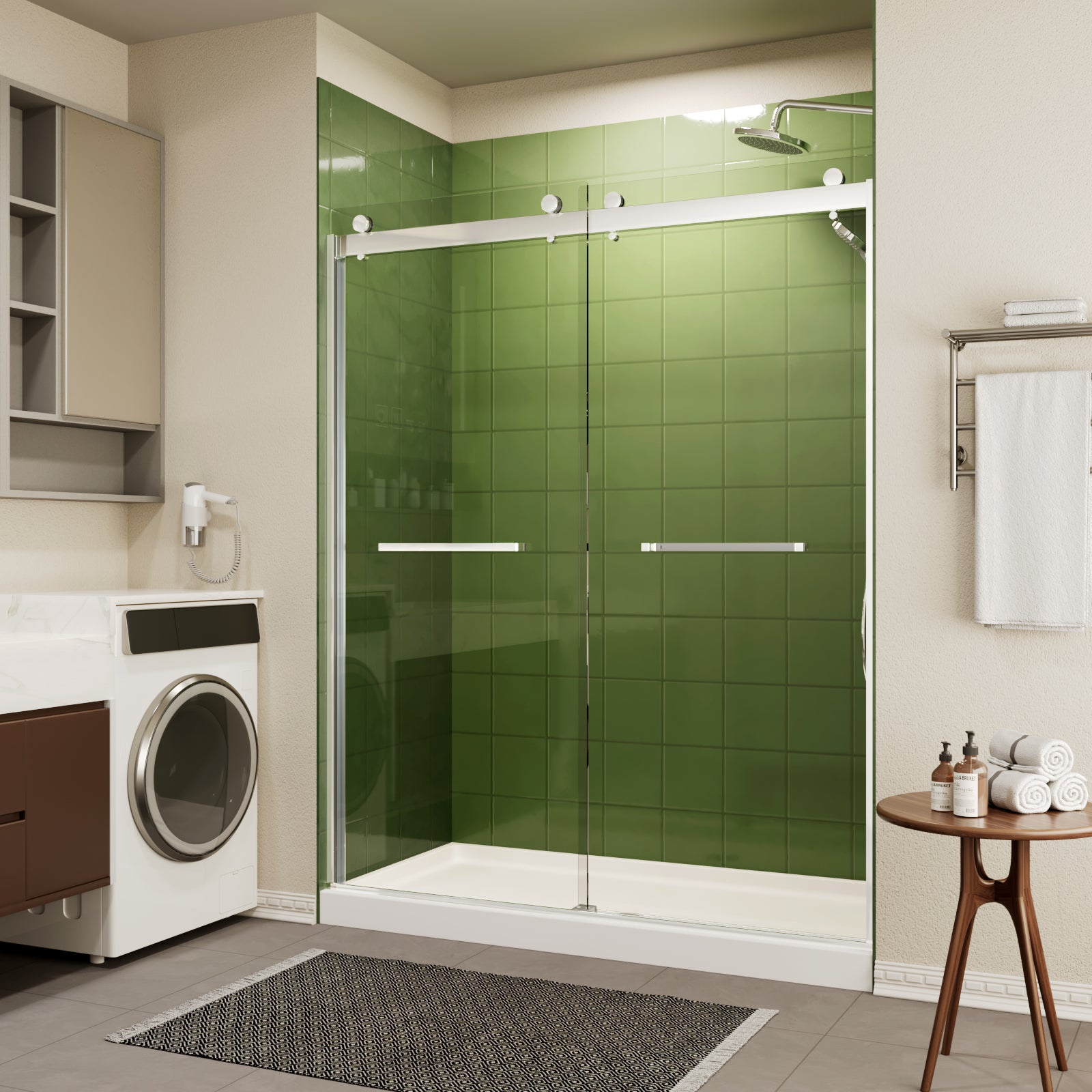 ace decor Sliding Glass Shower Doors Semi-Frameless color:chrome