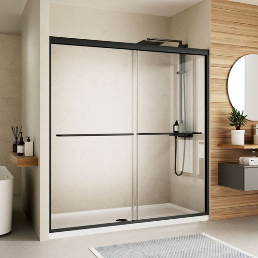 ACE DECOR Bypass Shower door color:Matte Black