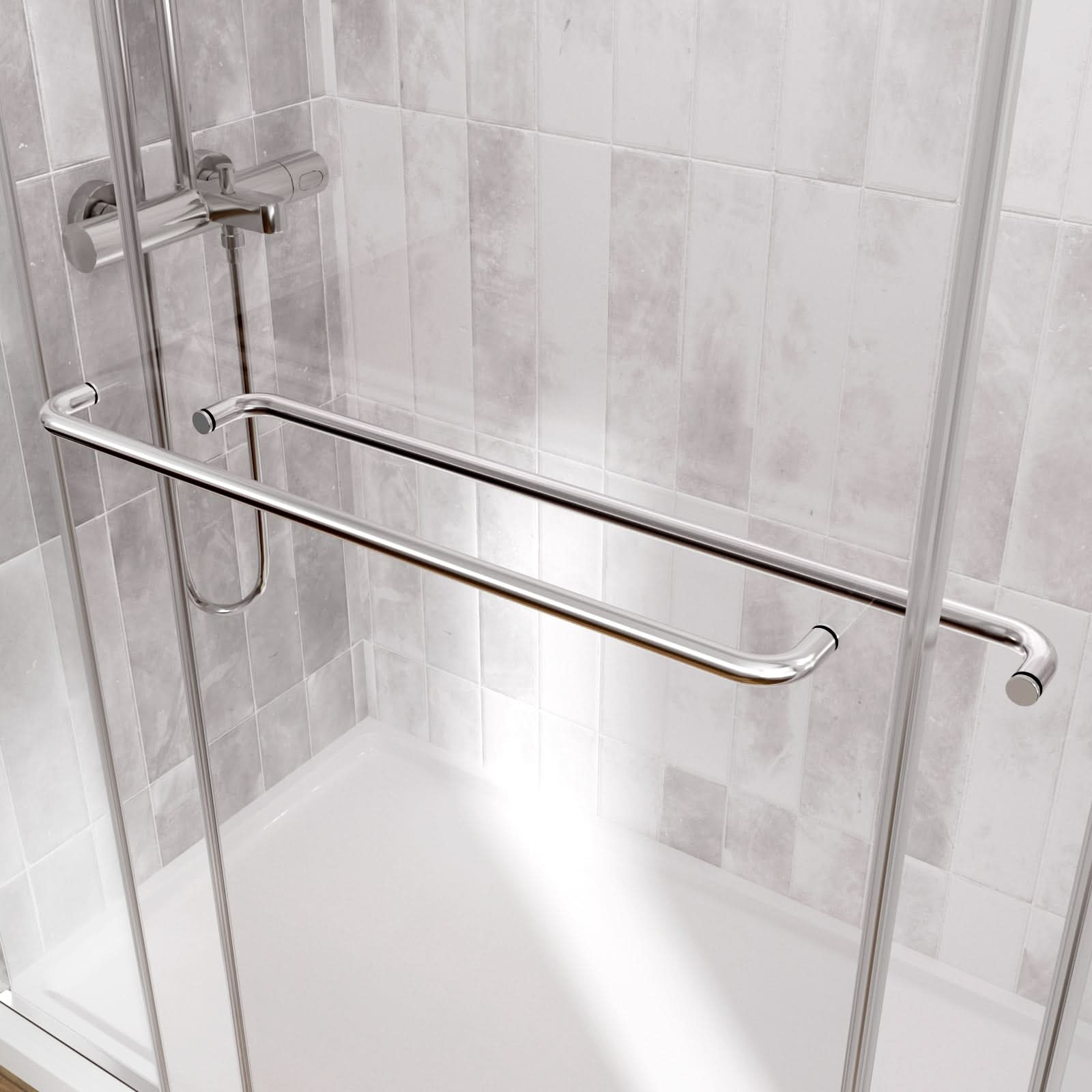 ACE DECOR Bypass Shower door color:Chrome