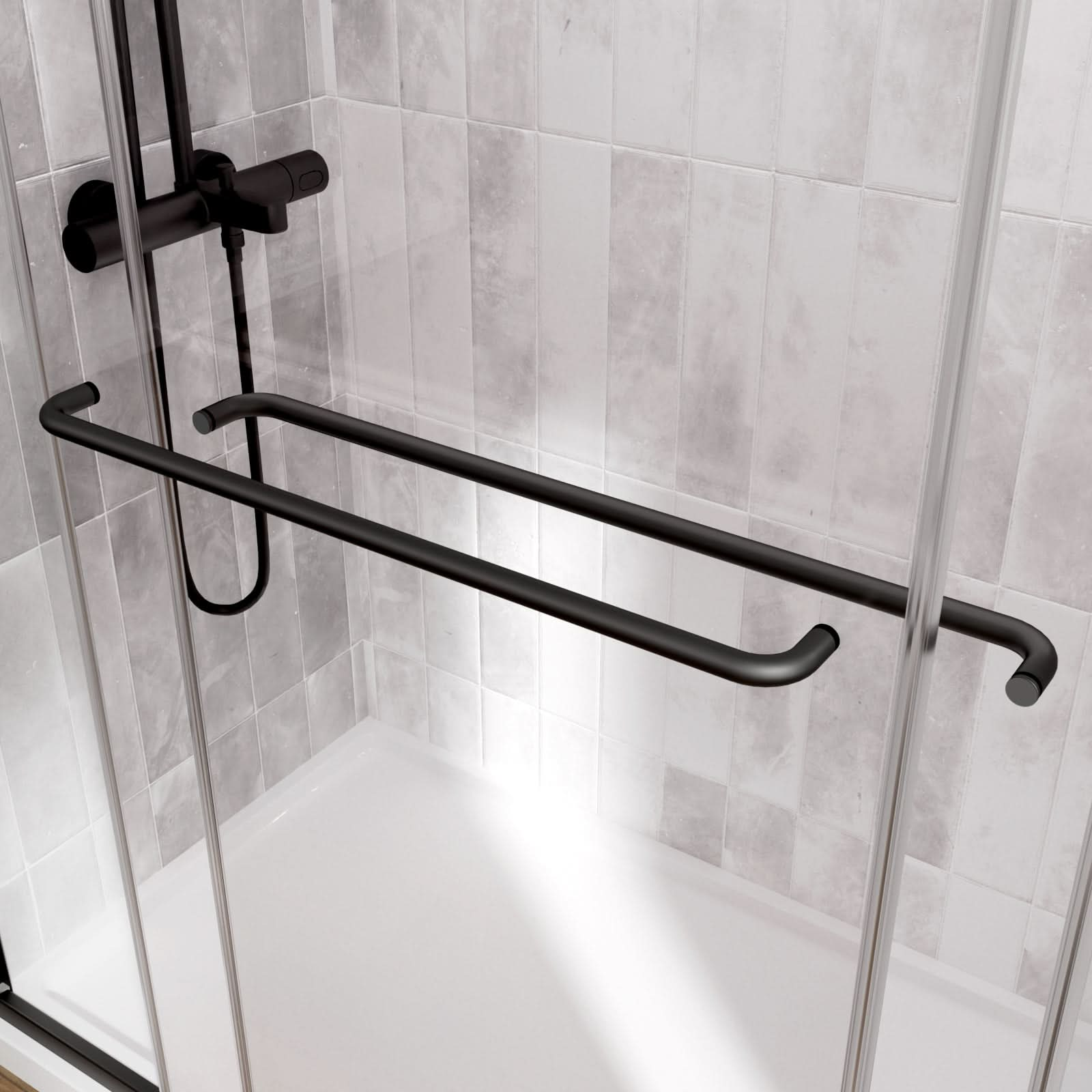 ACE DECOR Bypass Shower door color:Matte Black