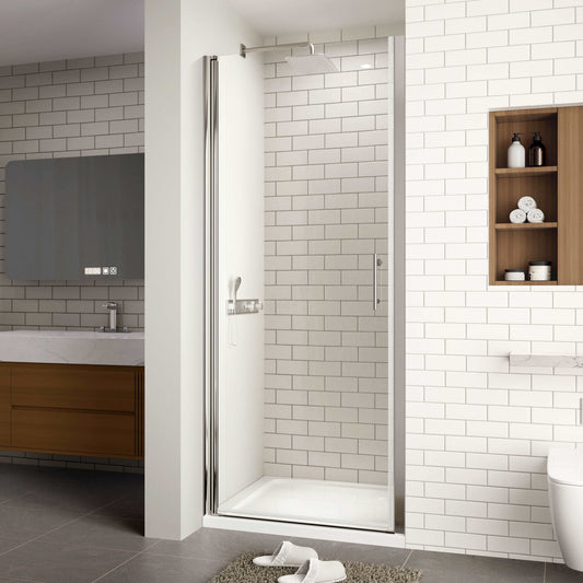 frameless pivot shower glass door color:chrome