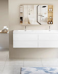 71 X 20 Modern Floating Double Sink Bathroom Vanity - Wall Mounted Storage Cabinet color: White