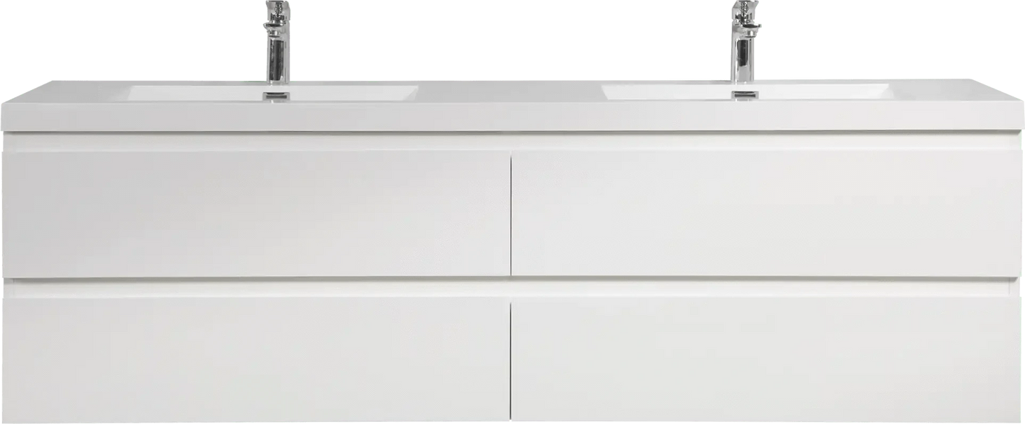 71 X 20 Modern Floating Double Sink Bathroom Vanity - Wall Mounted Storage Cabinet color: White