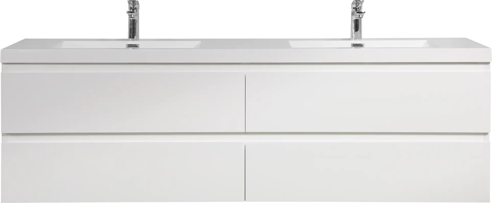 Sleek Floating Bathroom Vanity with Dual Resin Basins & Soft Close Drawers color: White