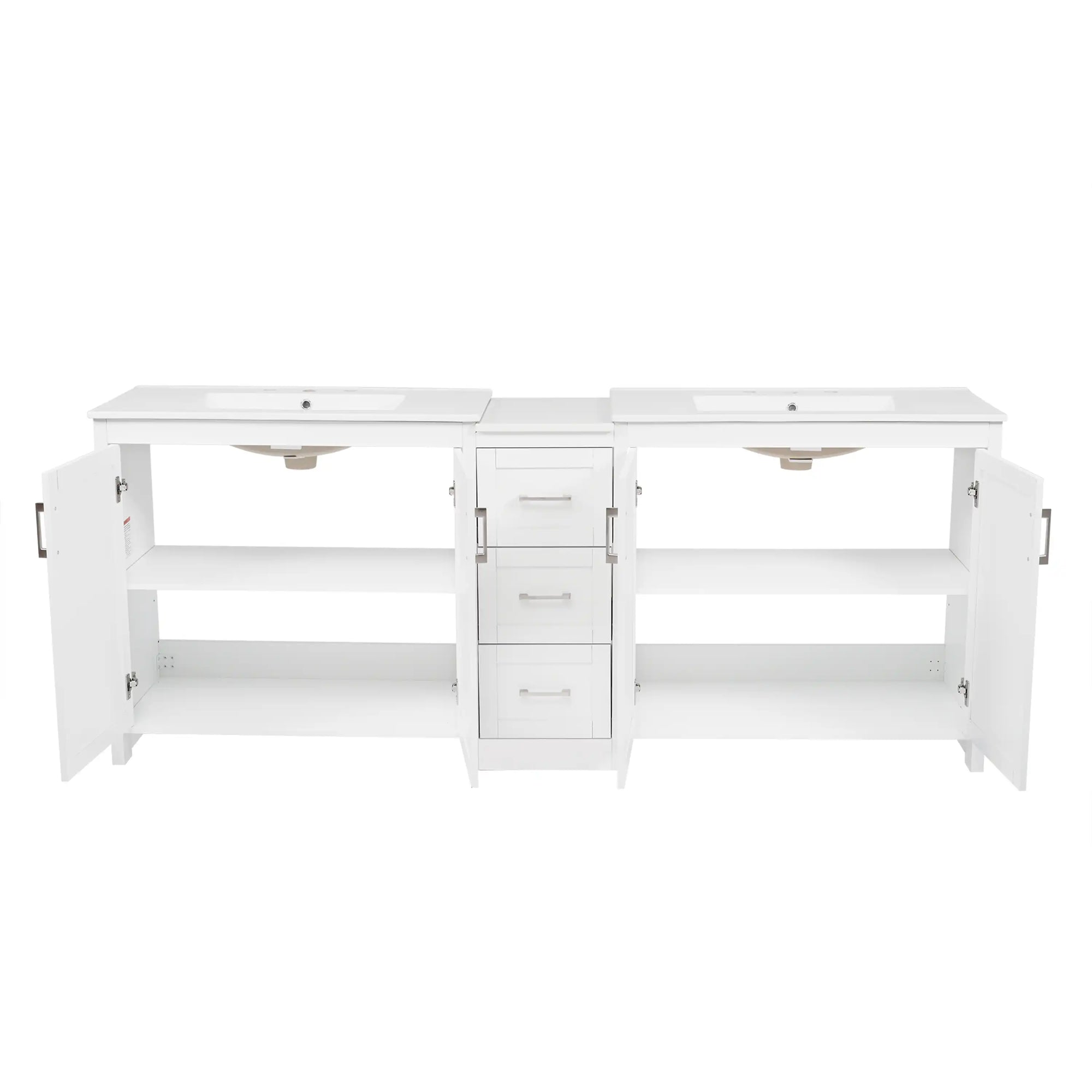 Elysian 84&quot; Freestanding Bathroom Vanity with Double Sinks – White