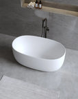 51" Seamless Resin Stone Freestanding Soaking Tub – White, with Overflow & Pop-Up Drain color: Matte White