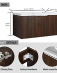 Floating Bathroom Cabinet with Sink & Soft-Close Doors - Ideal for Small Bathrooms color: California Walnut | size: 35 inch | combination: Separate Wash Basin