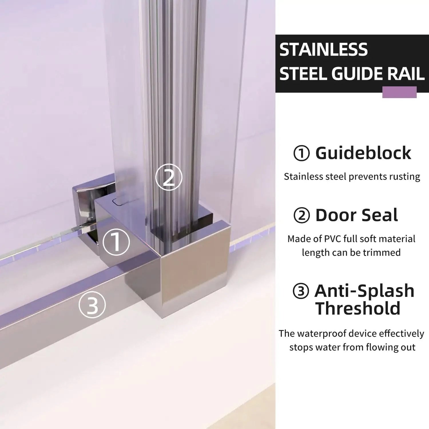 ACE DECOR Frameless Sliding Glass Door color:chrome