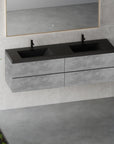 Front view of grey floating vanity 72 x 19 with dual sinks | Ace Decor