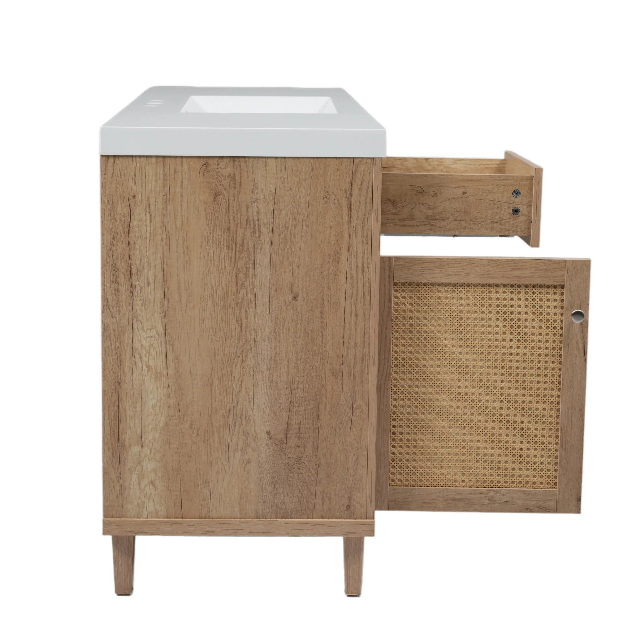 Soleil 60&quot; Bathroom Vanity with Sink, Natural Wood Cabinet with Drawers