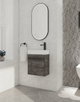 Aeris Series 18" Wall-Mounted Bathroom Vanity with Integrated Sink, Plaid Grey Oak