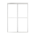 54 x 70 framed bypass shower door with sleek handles and modern design.