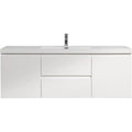 59 inch bathroom vanity featuring a clean white floating design with single sink and modern flat-panel drawers | Ace Decor