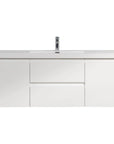 59 inch bathroom vanity featuring a clean white floating design with single sink and modern flat-panel drawers | Ace Decor