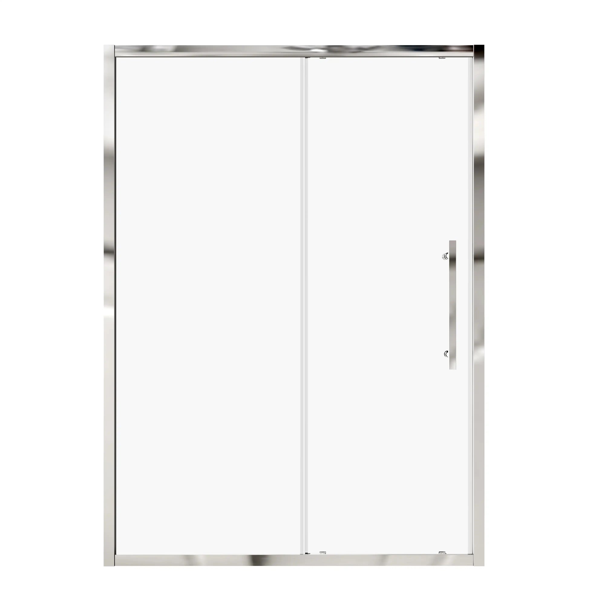 Framed single sliding shower door with stainless steel handle, size 54x72 | Ace Decor