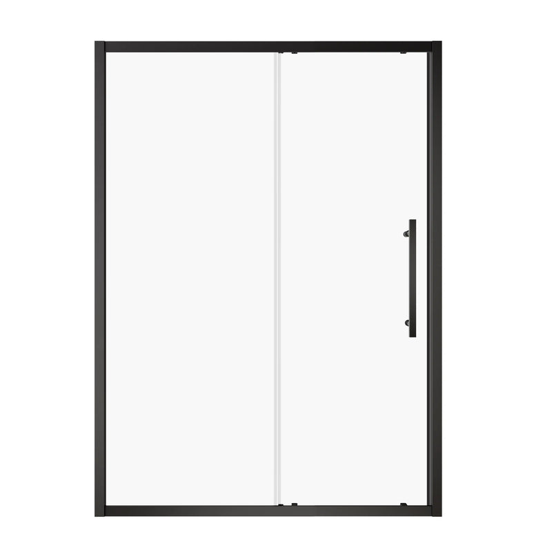 Brivio Series 54" x 72" Black Framed Single Sliding Shower Door - Magnetic Seal, 1/4" Tempered Glass