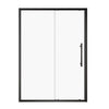 Matte black framed single sliding shower door with stainless steel handle, size 54x72 | Ace Decor