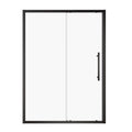 Brivio matte black framed single sliding shower door with stainless steel handle, size 54x72.
