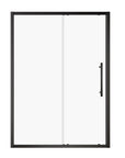 Matte black framed single sliding shower door with stainless steel handle, size 54x72 | Ace Decor