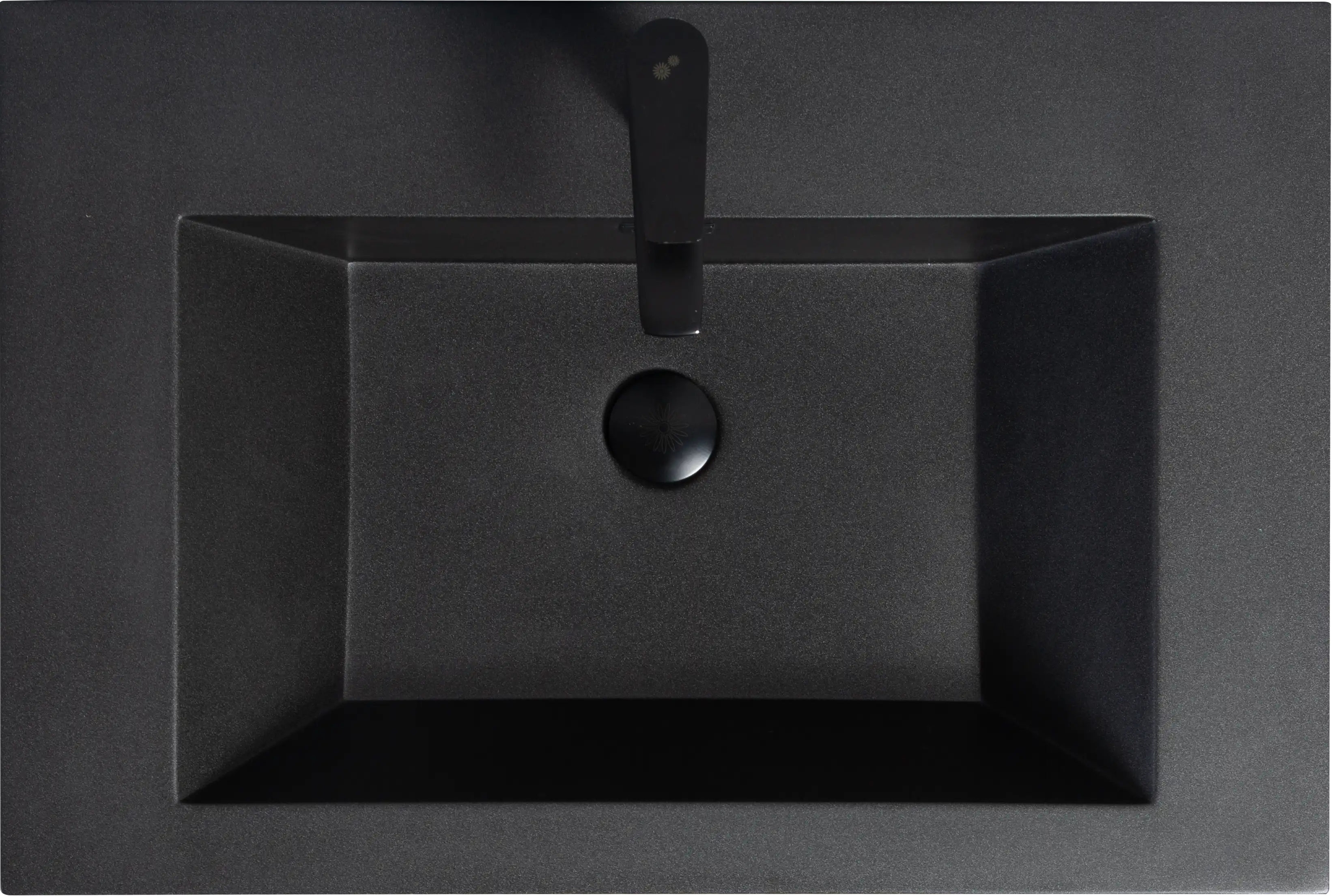 23''-47'' Floating Dark Grey Corner Vanity with Matte Black Sink - 2 Soft Close Drawers
