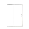 Framed pivot shower doors, watertight shower enclosures size 54 x 71, with clear glass and sleek handle.