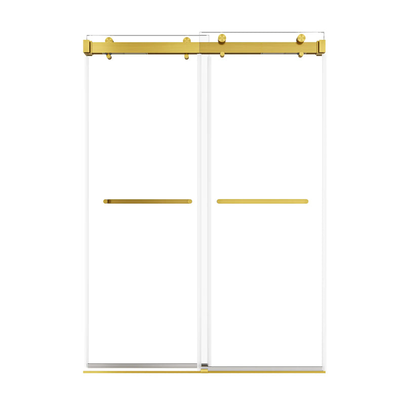 Verta Series 54" x 76" Double Sliding Frameless Shower Door with 10mm Tempered Glass - Brushed Gold