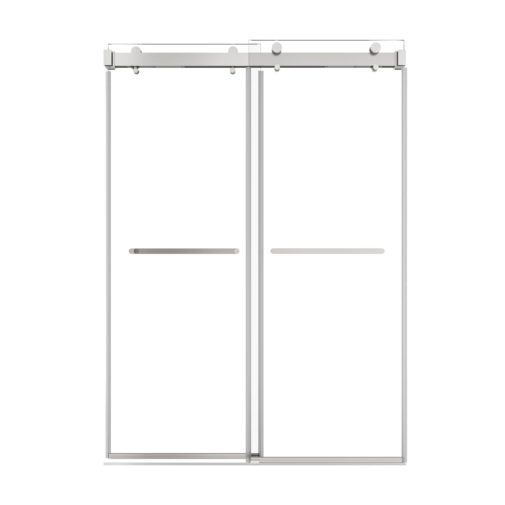 54 x 76 chrome 50-54 sliding shower doors with dual handles and frameless modern design for contemporary bathrooms | Ace Decor