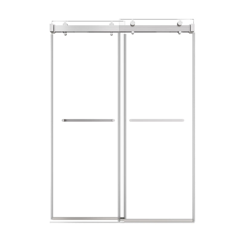Verta Series 54" x 76" Double Sliding Frameless Shower Door with 10mm Tempered Glass - Brushed Nickel
