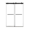 Double sliding glass shower doors in matte black finish, 54 x 76 inches, featuring minimalist frameless design | Ace Decor