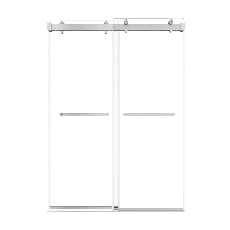 Verta Series 54" x 76" Double Sliding Frameless Shower Door with 10mm Tempered Glass - Brushed Nickel
