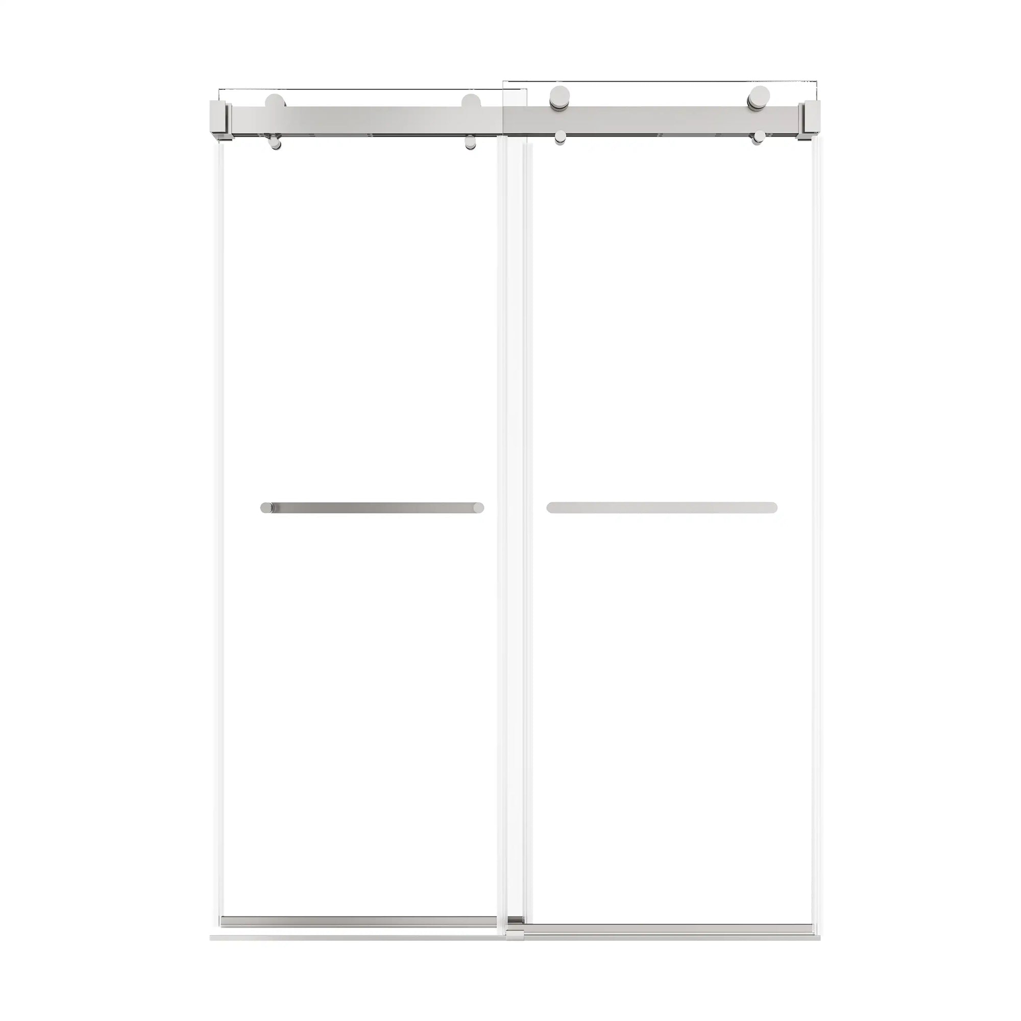 54 x 76 chrome 50-54 sliding shower doors with dual handles and frameless modern design for contemporary bathrooms | Ace Decor