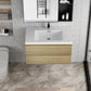 Floating Bathroom Vanity with Resin Top Basin & Soft Close Drawers - Modern Wall-Mounted Storage Cabinet color: Oak