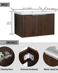 Floating Bathroom Cabinet with Sink & Soft-Close Doors - Ideal for Small Bathrooms color: California Walnut | size: 30 inch | combination: Separate Wash Basin