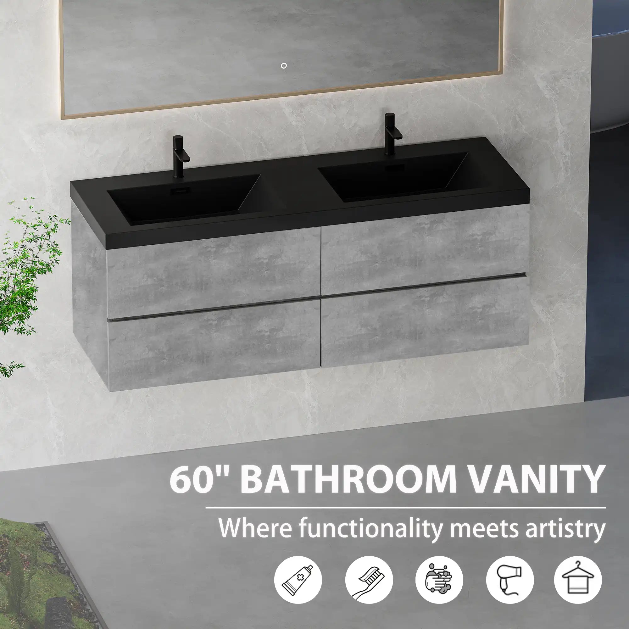 60 x 19 vanity design for industrial bathroom vanity ideas | Ace Decor