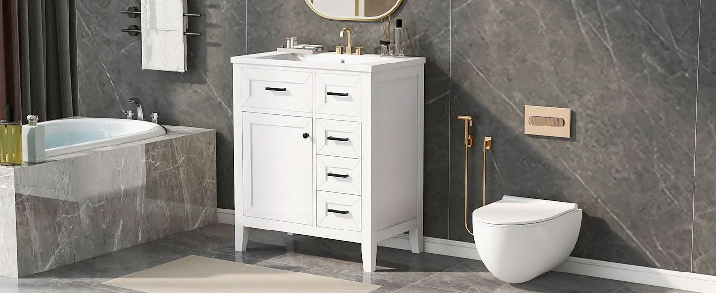 bathroom cabinet with drawers color:grey