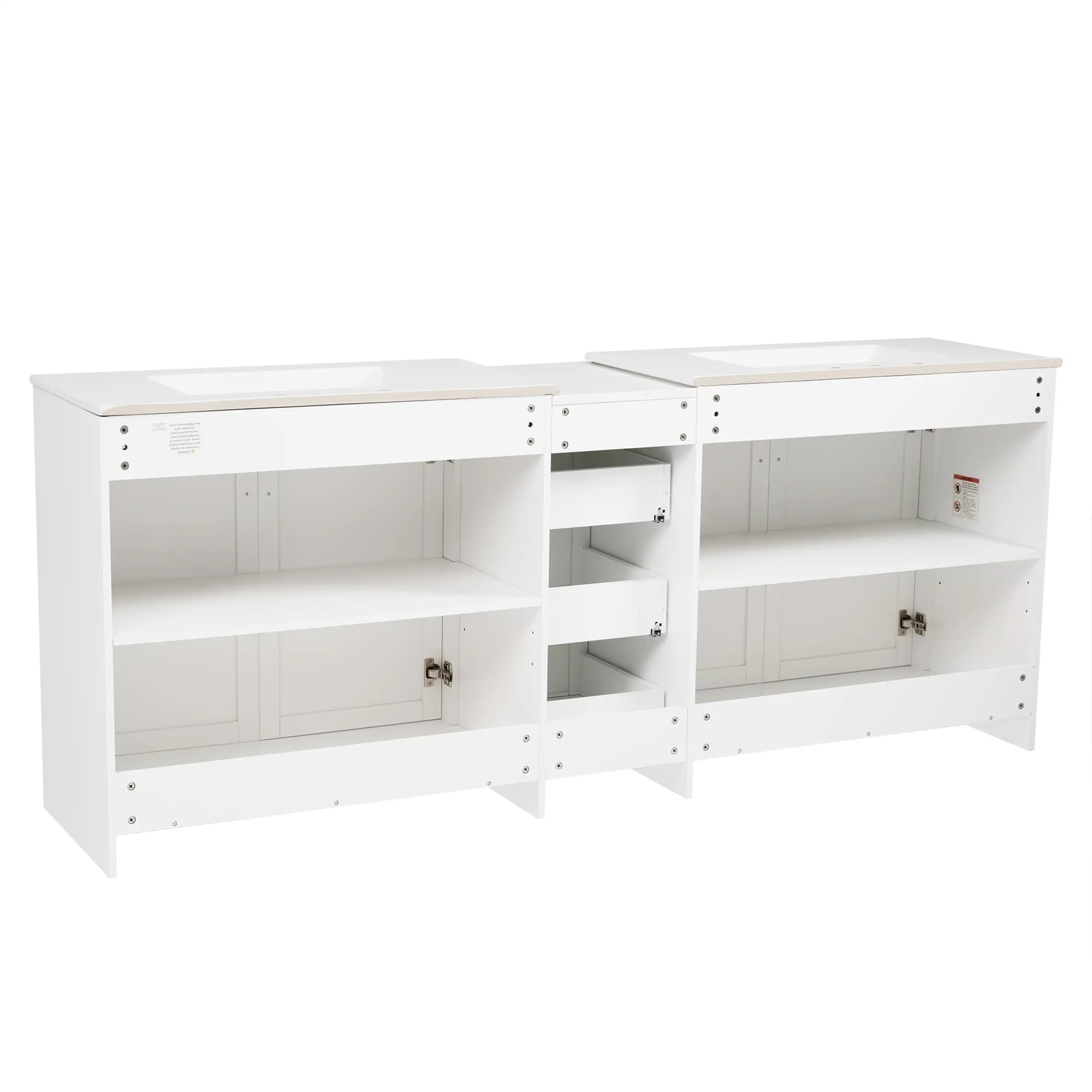 Elysian 84&quot; Freestanding Bathroom Vanity with Double Sinks – White