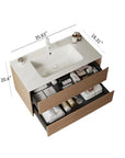 24/30/36" X 18" X 20" Wall-Mounted Bathroom Vanity with White Ceramic Sink and Natural Walnut Cabinet color: White+Walnut