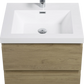 Floating Bathroom Vanity with Resin Top Basin & Soft Close Drawers - Modern Wall-Mounted Storage Cabinet color: Oak