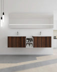 Floating Bathroom Cabinet with Sink & Soft-Close Doors - Ideal for Small Bathrooms color: California Walnut | size: 71 inch | combination: Middle Side Cabinet