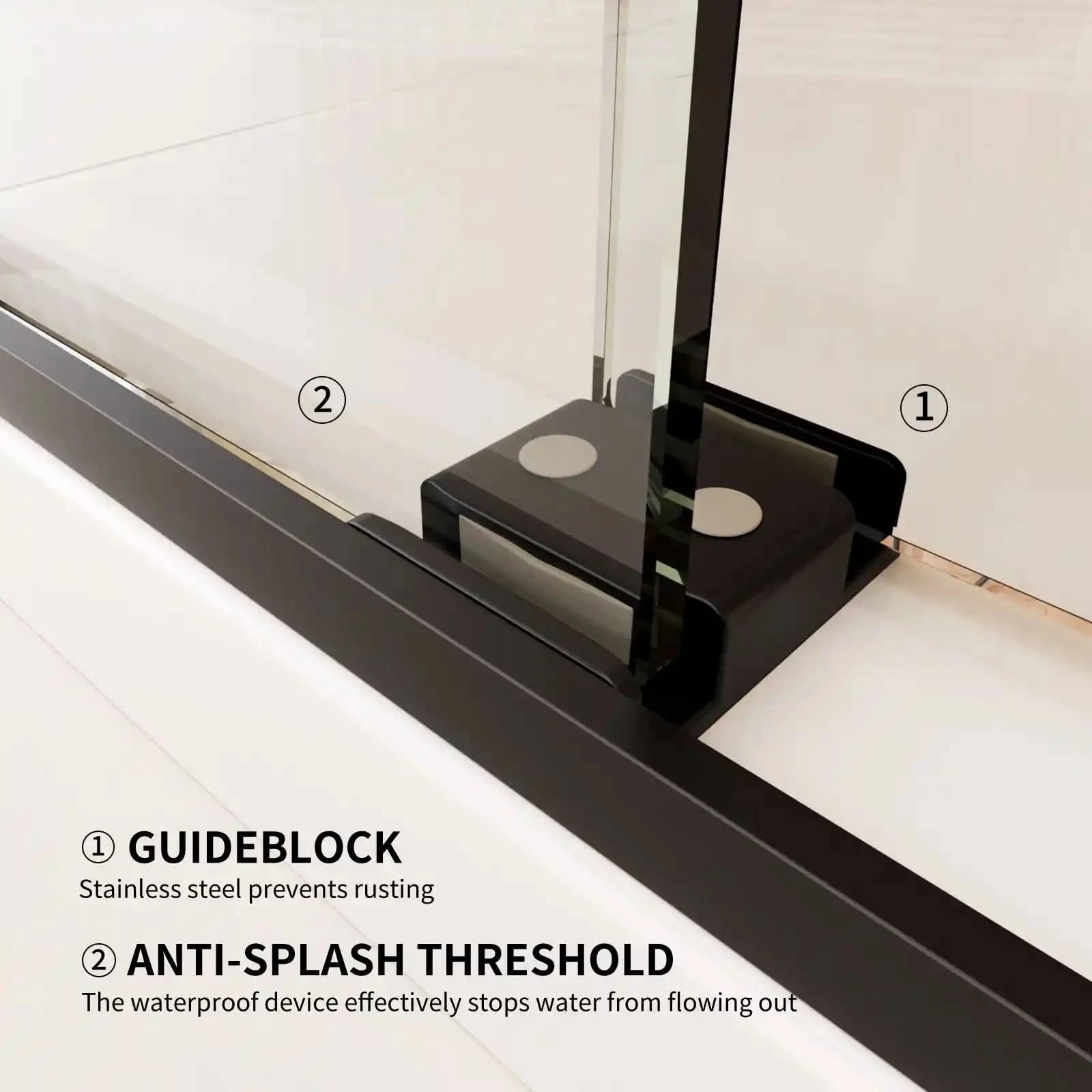 semi-frameless glass sliding shower doors color:matte black